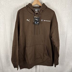 PUMA Men's BMW M Motorport Essentials Fleece Hoodie Espresso Brown Large NEW